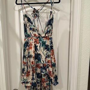SHEIN Tropical Print Strappy Dress